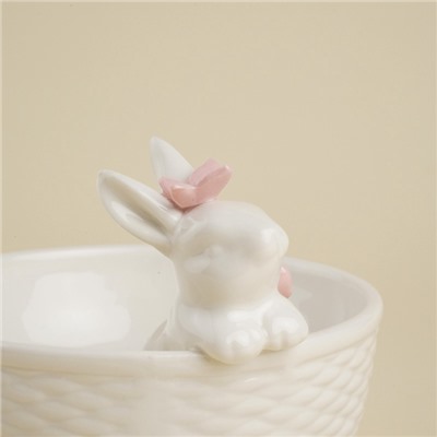 Конфетница SL Home «Лесные кролики», 13×10.3 см, фарфор, белая