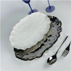 305-297 Набор из 2 овальных блюд 30,5/35,5см ВАНЕССА СЕРЕБРО в под.уп.(х12)Фарфор