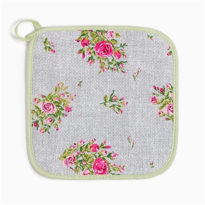 Набор кухонный Доляна Roses on linen: варежка-прихватка 20х27 см, прихватка 19х19 см, 100% хл