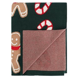 Плед из хлопка с новогодним рисунком Gingerman из коллекции New Year Essential, 130x180 см
