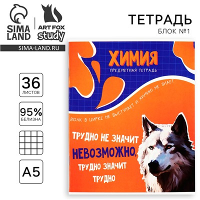 Тетрадь в клетку, предметная, 36 л.,на скрепке, блок №1«Мемы. Химия»