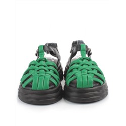 08-PEAG48-2 BLACK/GREEN Босоножки женские (натуральная кожа)