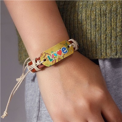 BS847 Кожаный браслет Love, 1см, цвет коричневый