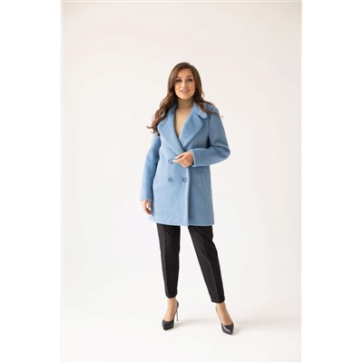 Пальто женское демисезонное 23720 (голубой/тедди)