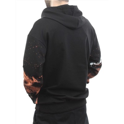 2626 BLACK/ORANGE Толстовка мужская (75% хлопок, 20% полиэстер, 5% спандекс)