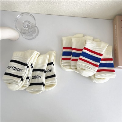 Tide, demi-season cotton white sports knee socks for men and women, internet celebrity, mid-length