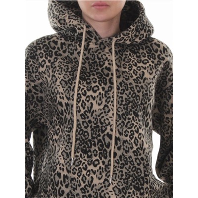 870-8 DK. BEIGE/LEOPARD Костюм спортивный зимний женский (95% хлопок, 5% полиэстер)
