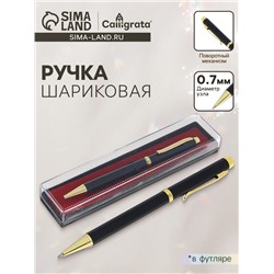 Ручка шариковая, подарочная, в пластиковом футляре, поворотная, «Эксперт», чёрная матовая с золотистыми вставками