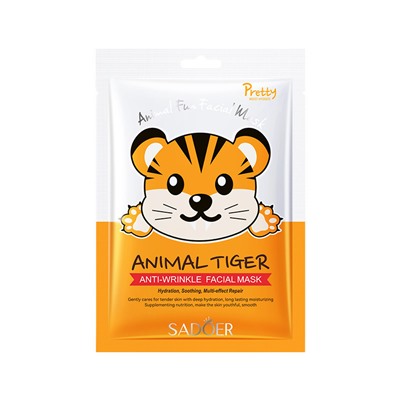 Тканевая маска против морщин с рисунком Тигр SADOER ANIMAL TIGER ANTI-WRINKLE Facial mask, 25г