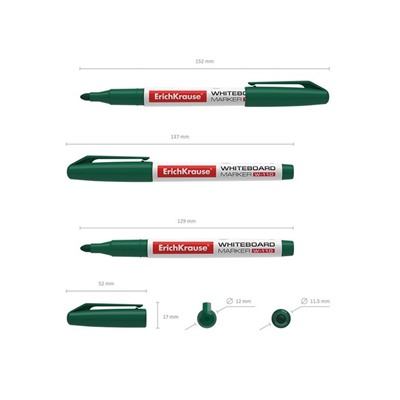 Маркер для доски, 2,0 мм, ErichKrause W-110, круглый, зелёный