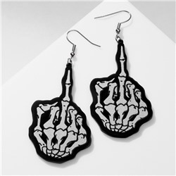 Серьги акриловые «Скелеты» руки, цвет чёрно-белый в серебре