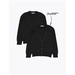 2pk Girls' Pure Cotton School Cardigan (3-18 Yrs)