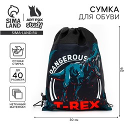 Мешок для обуви «T-REX динозавр» нетканое полотно, размер 41×30 см