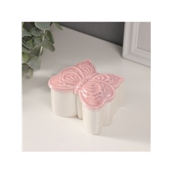 Шкатулка для украшений «Бабочка фигурная», керамика, розовый перламутр, 7.3×7.3×4.5 см