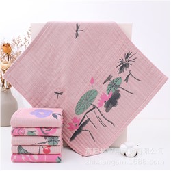 Zhiyang new red fruit peony flower five-layer yarn large square towel soft water absorption manufacturer wholesale Korean kitchen towel