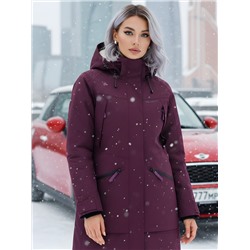 Парка зимняя женская с капюшоном бордового цвета 9538-1Bo