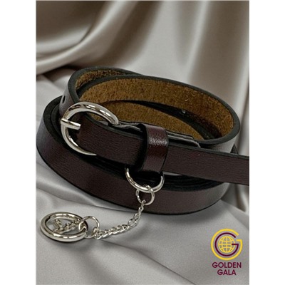 Ремень женский 1,3х113 см темно коричневый Р8