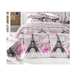 1 сп. Стеганое Покрывало Двустороннее 160x220 см. с Наволочкой 50x70 см. Fromparis Pembe