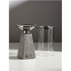 Подсвечник на 1 свечу «Буэно», керамика, стекло, d=7.5 см, серебро, 9.5×9.5×29.5 см