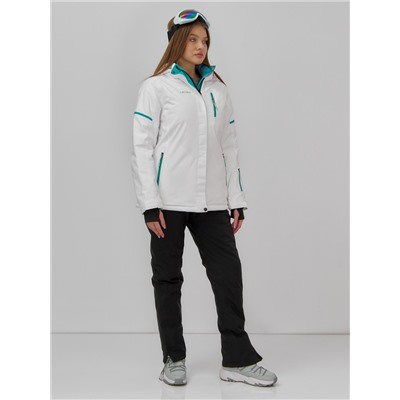 Горнолыжный костюм женский зимний белого цвета 001_1Bl