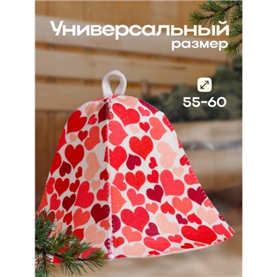 Шапка для бани "Сердечки"