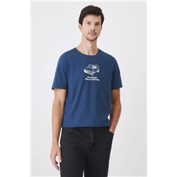 T-shirt bawełniany męski z nadrukiem  kolor zielony