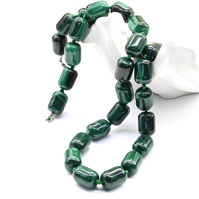 Бусы из малахита бочонок 10*14мм, 49см, 113г