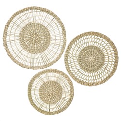 GILLSTAD, Wanddekoration 3er-Set, Riedgras Handarbeit
