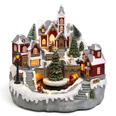 МУЗЫКАЛЬНАЯ СТАТУЭТКА "ЗИМНИЙ ГОРОДОК" 28Х28,5Х27 СМ