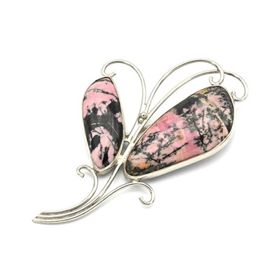 Брошь родонит " Веточка " 71*44мм.