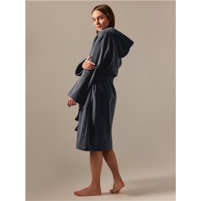 Халат махровый с капюшоном женский SL HOME: Basic "Гри Сандре", р-р XL, 100% хл, 420 г/м2