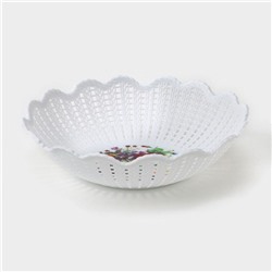 Ваза для хлеба и фруктов «Вязание», 18×4.5 см, рисунок МИКС, белая