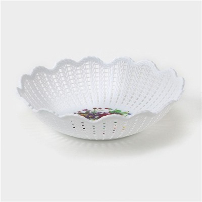 Ваза для хлеба и фруктов «Вязание», 18×4.5 см, рисунок МИКС, белая