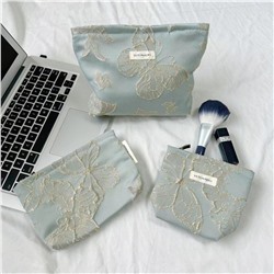 Capacious cosmetic bag, handheld organizer bag to go out, travel bag, liner, with embroidery