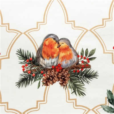 Скатерть новогодняя "Этель" "Winter robin" 144х110см, 100%хл, саржа 190г/м2