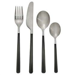 LÖFTESRIK, Besteck 24-tlg., schwarz/Edelstahl Satin