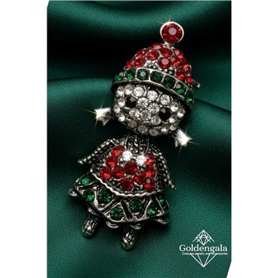 Брошь новогодняя "снегурочка" БР4 модель БРО/25 серебро