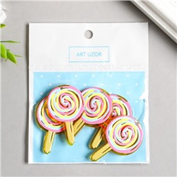 Декор для творчества акрил "Детский рисунок. Леденец оранж" 4х2,5 см