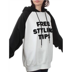 3255 BLACK/WHITE Худи женское (95% хлопок, 5% эластан)