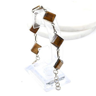 Браслет тигровый глаз "Ромб", 19 см.