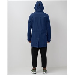 Парка спортивная мужская с капюшоном softshell синего цвета 9565S