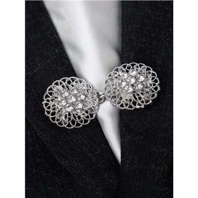 Зажим для кардигана «Кружево», цвет белый в серебре