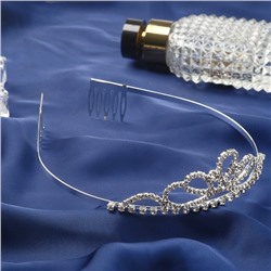 Диадема для волос «Фелиция», элегантность, 3.7 см, серебро