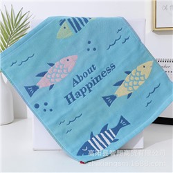 Zhiyang towel New Happy Fish Gauze Square Scarf Korea Soft absorbent kitchen hand towel factory price wholesale