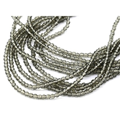 Колье из циркона 10 нитей шарик 2мм, цвет дымчатый