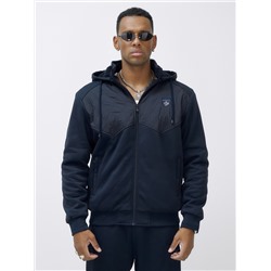 Спортивный костюм мужской зимний с начесом темно-синего цвета 7332TS