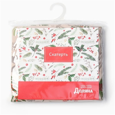 Скатерть новогодняя Доляна Bullfinch 149х110+/- 3см, 100% хл, рогожка 164 г/м2