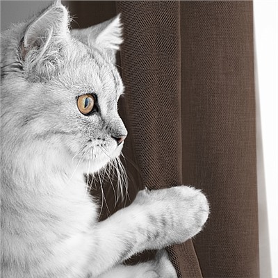 Комплект штор для кухни "Волшебная Ночь" Рогожка / Шоколад