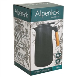 Термос-кувшин со стеклянной колбой 1 л ALPENKOK AK-10111S черный
