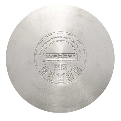 Кастрюля 10 л, 24×21 см, из нержавеющей стали со стеклянной крышкой WEBBER BE-362/2